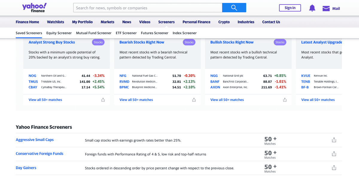 Stock-Screeners-Yahoo-Finance