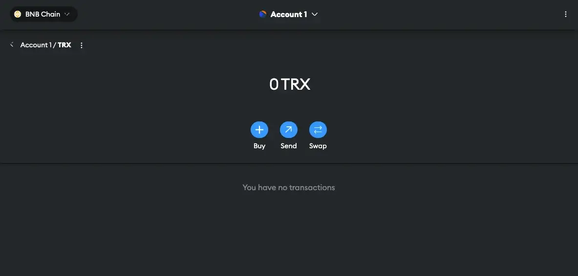 TRX agregado a la cuenta MetaMask