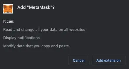 Añade la extensión Metamask