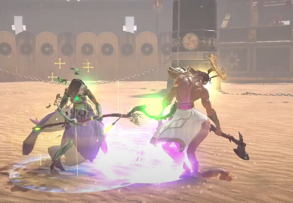 Captura de pantalla del combate en la arena de Champions Ascension