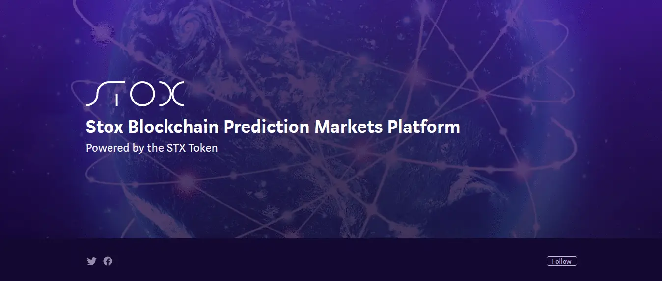 Plataforma Stox Blockchain Prediction Markets: una captura de pantalla del banner principal del sitio web