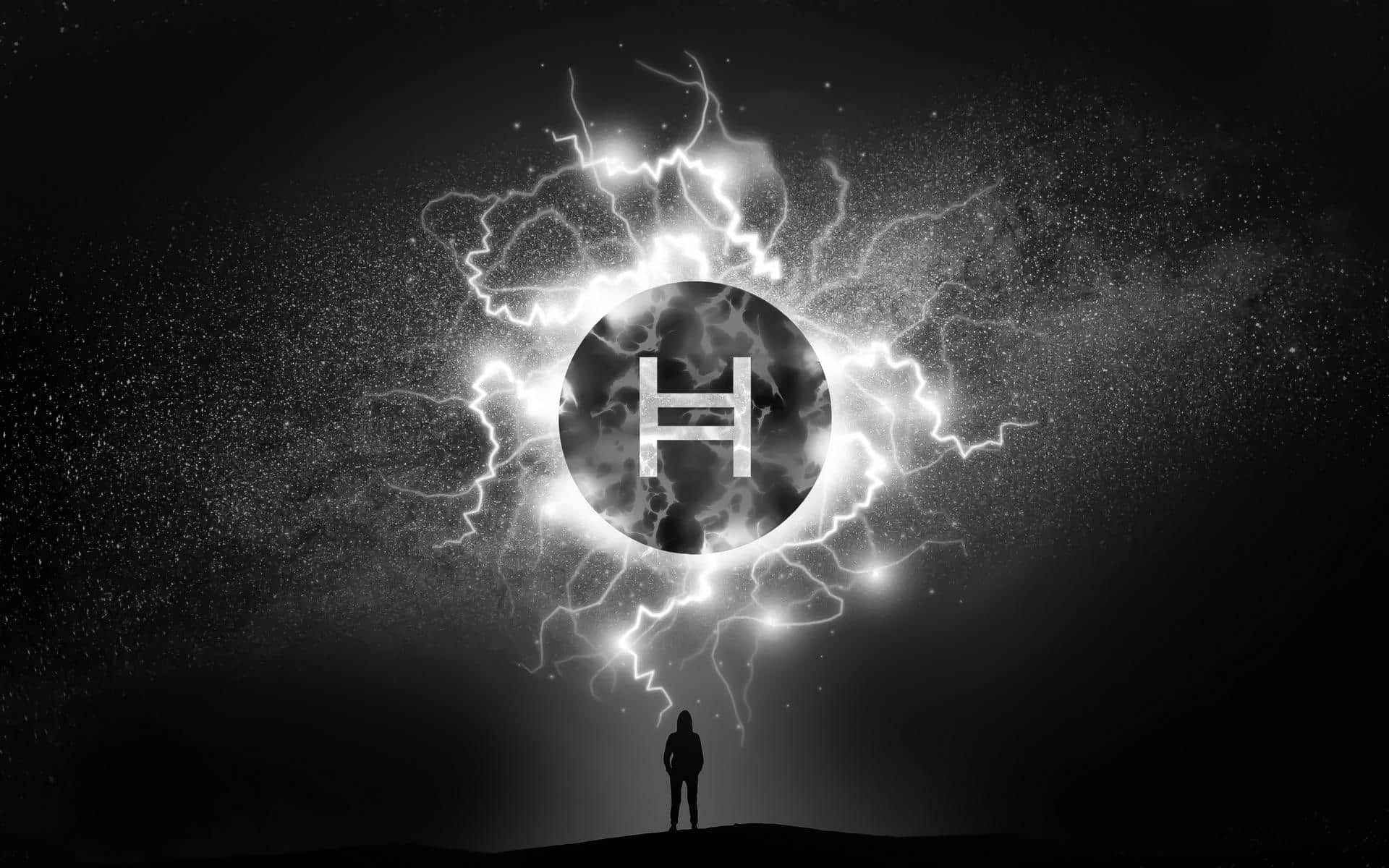 Hedera-HBAR-Hashgraph-logo-en-universo-fondo-negro-estrellado