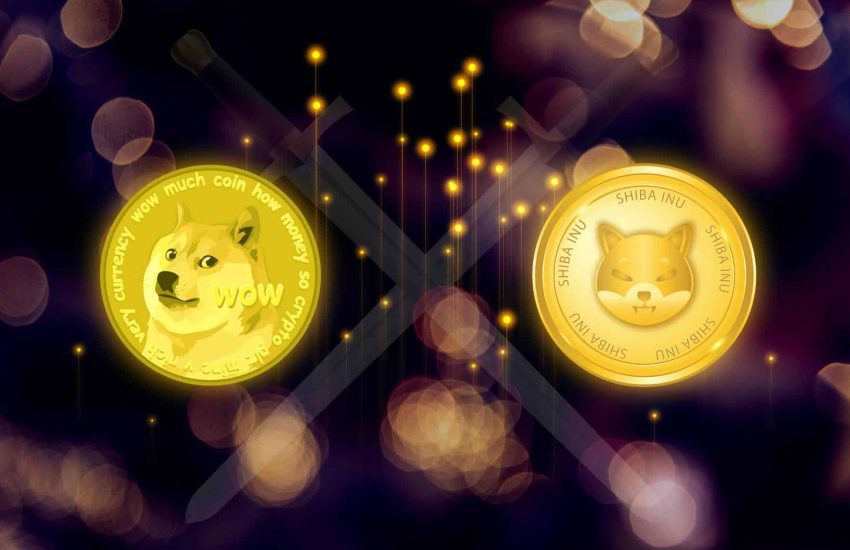 Dogecoin-DOGE-vs-Shiba-Inu-SHIB-logos-on-a-blurred-background