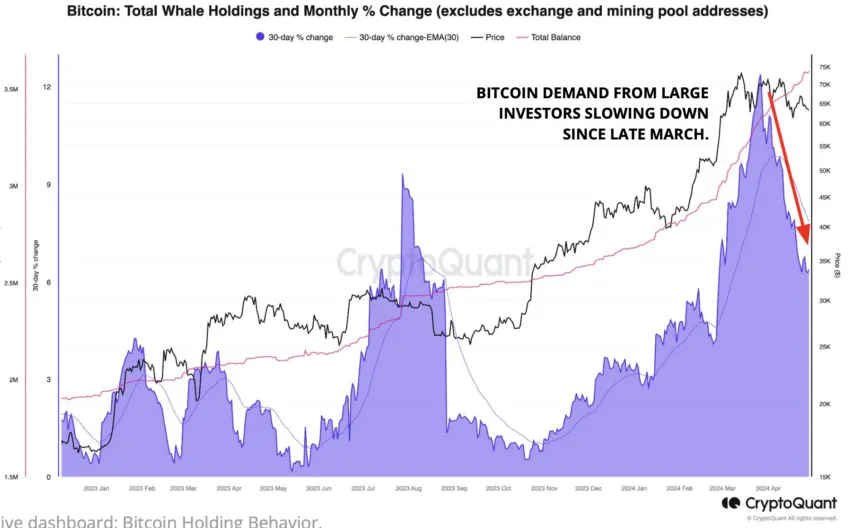 Cambio porcentual de tenencia de ballenas Bitcoin