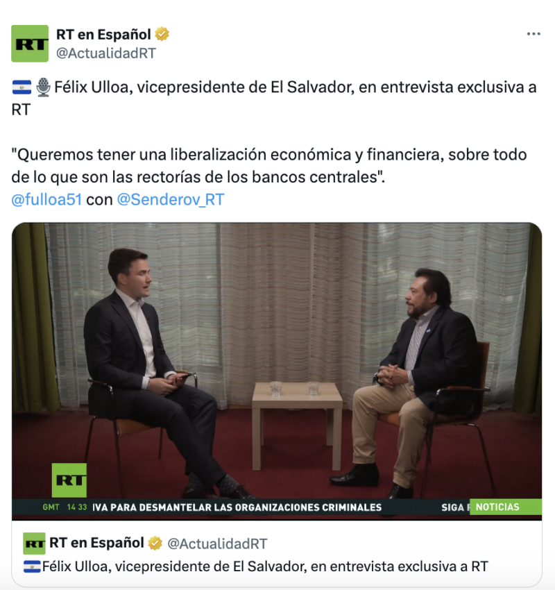 El vicepresidente de El Salvador durante la entrevista