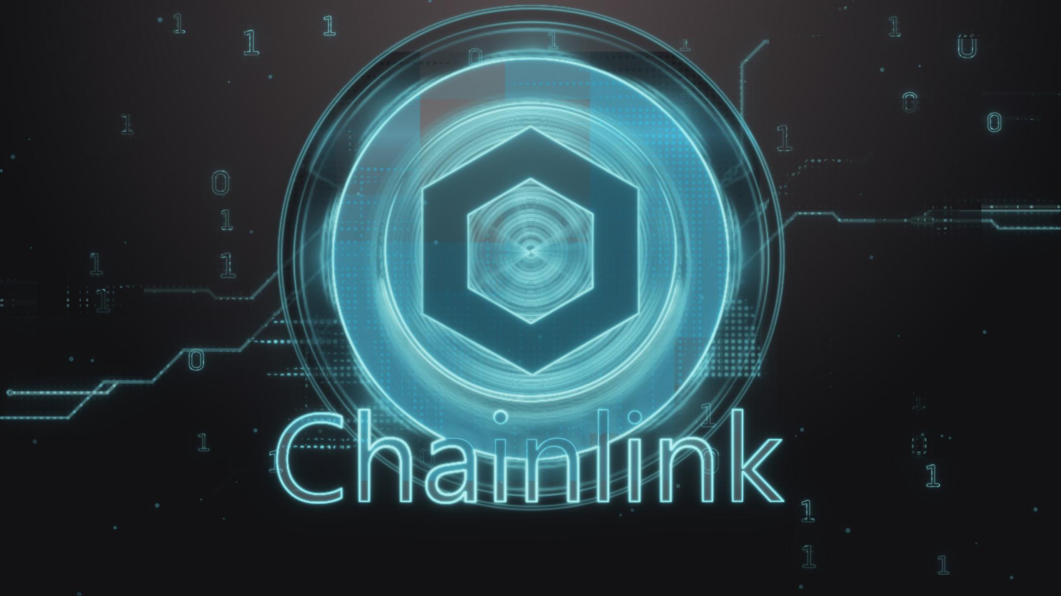 Logotipo de Chainlink-LINK en estilo digital con fondo negro