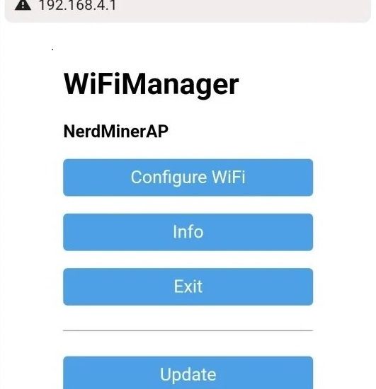 Nerd miner configuration screen