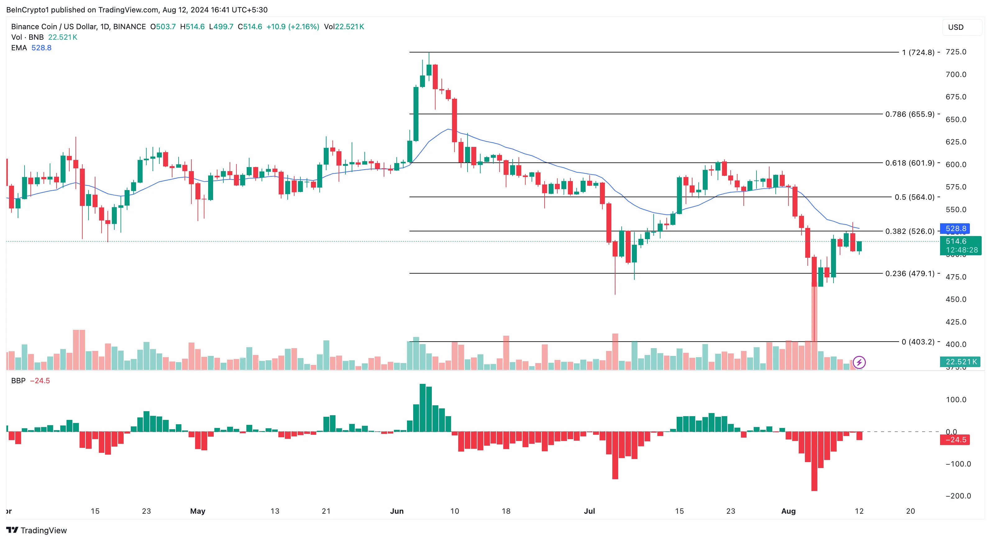 Análisis diario de Binance Coin.