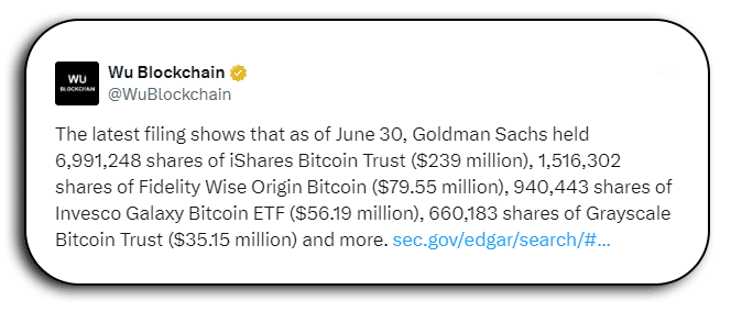 Wu blockchain-tweet-sobre-goldman-sachs