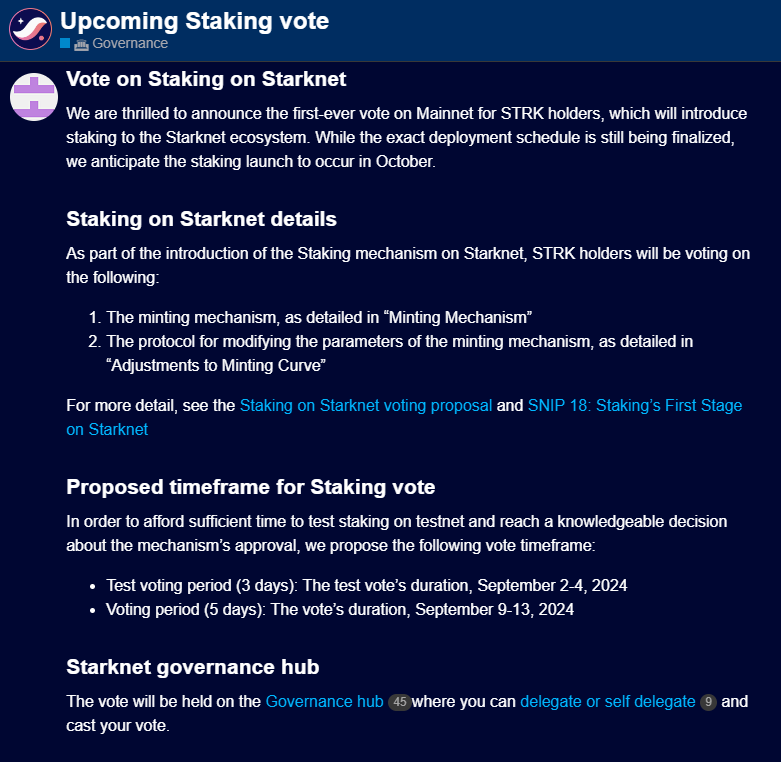 ¡Starknet lanzará un emocionante staking de STRK en octubre!