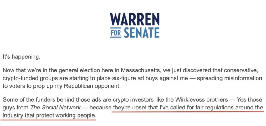 Senadora Elizabeth Warren Correo electrónico,