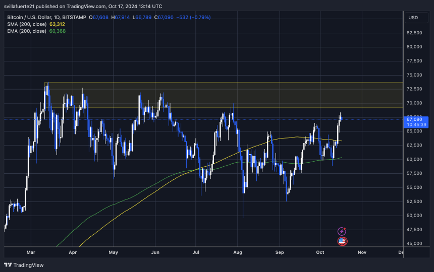 BTC se mantiene por encima de $ 66,5 mil 