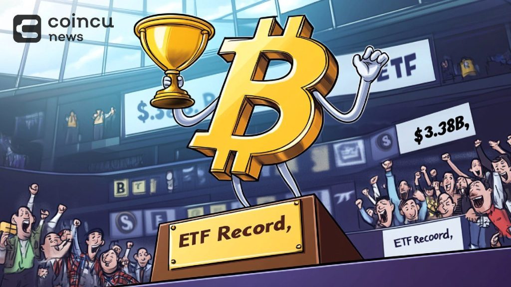 Las entradas de ETF al contado de Bitcoin alcanzaron un récord de $ 3,38 mil millones