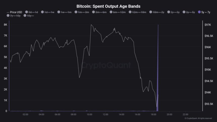 La Ballena Bitcoin movió 8.000 BTC entre 5 y 7 años 