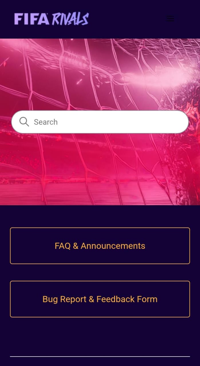 Sitio web de soporte oficial de Rivals de la FIFA, el sitio web de soporte de rivales de la FIFA