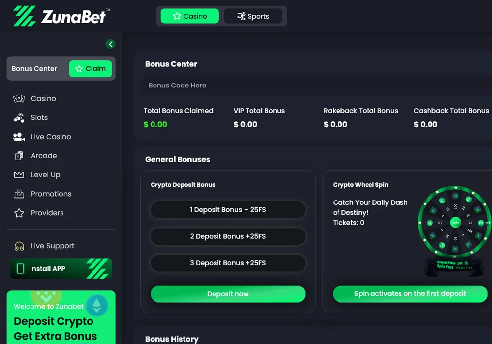 Bono de bienvenida de Zunabet