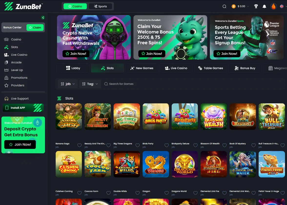 Juegos de tragamonedas ZunaBet